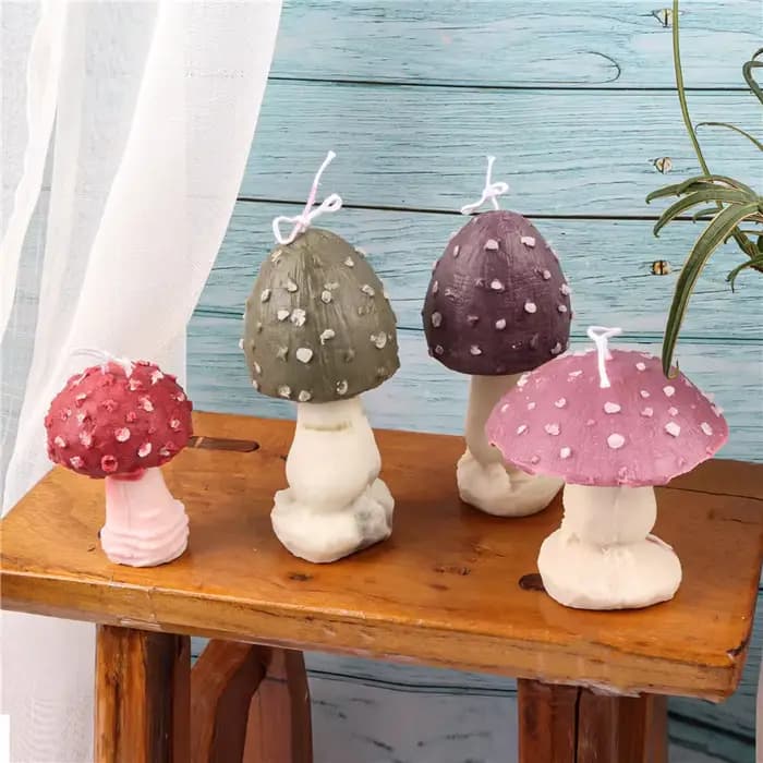 Moules en silicone en forme de champignons pour bougies DIY, champignons fantaisistes à pois, moule à bougie en cire de soja fait main, décorations pour la maison, cadeaux pour les amoureux de la natu