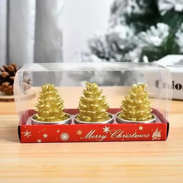 Bougie de Noël bonhomme en pain d'épice bonhomme de neige créatif, coffret cadeau d'aromathérapie, décoration de la maison, cadeaux d'anniversaire, 3 pièces