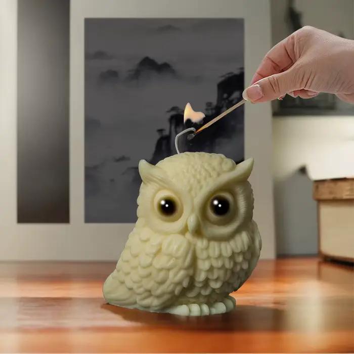 Moule à bougie aromatique hibou, en Silicone, fait à la main, pour Halloween, animaux, bricolage