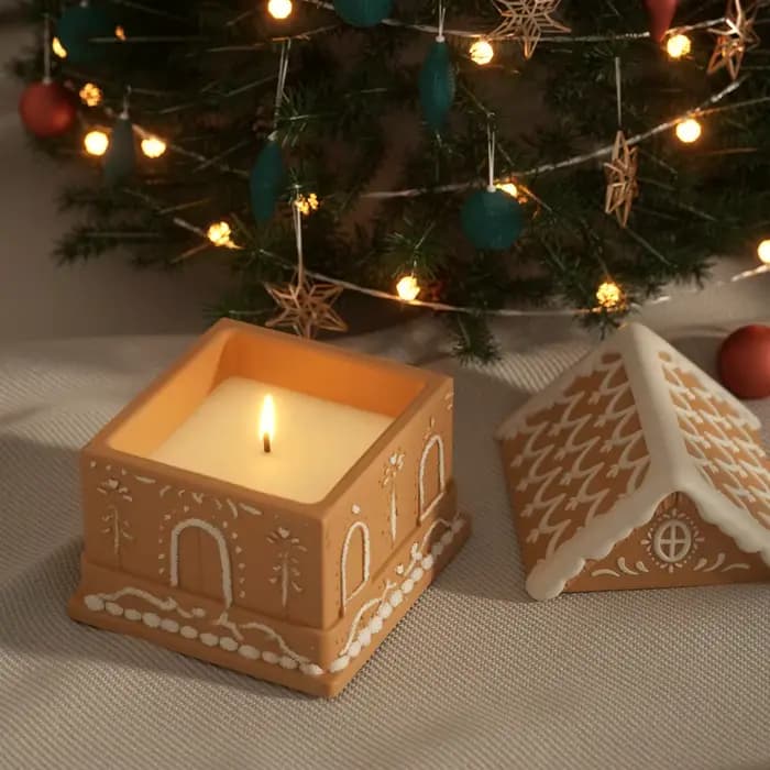 Pot de bougie de noël en pain d'épice doux, moule en Silicone, bricolage fait à la main en béton, moule de récipient de bougie en jésmonite
