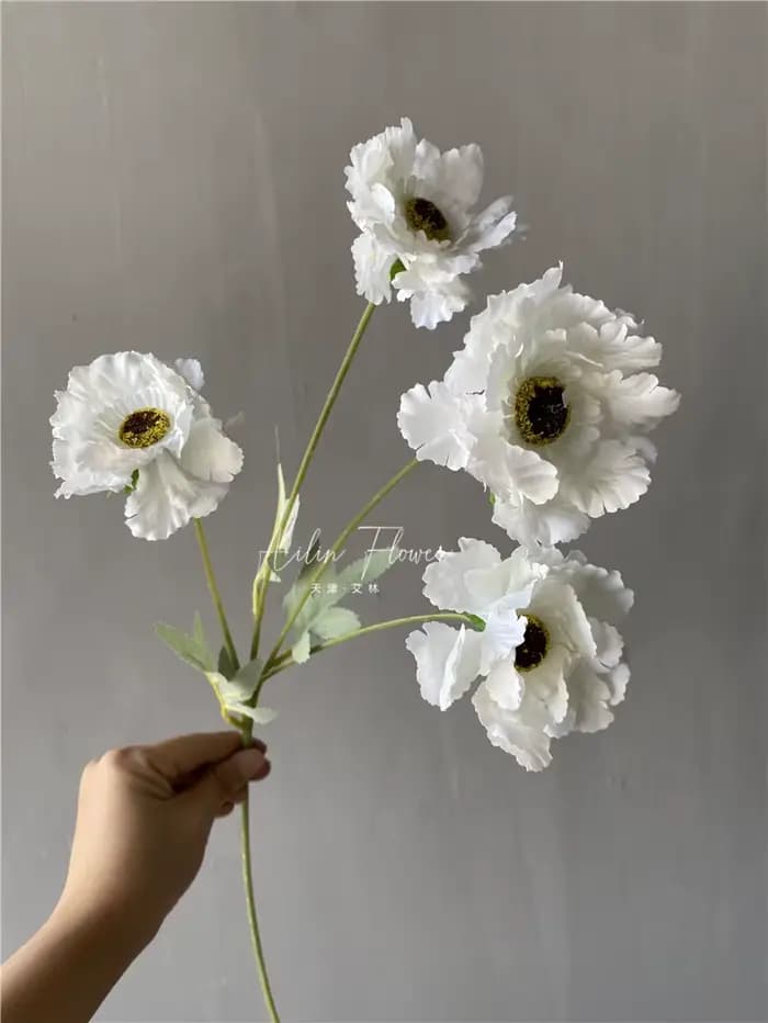 Fleurs Artificielles Blanches pour Mariage, Décoration Florale de Noël, Maison, Accessoires Photo