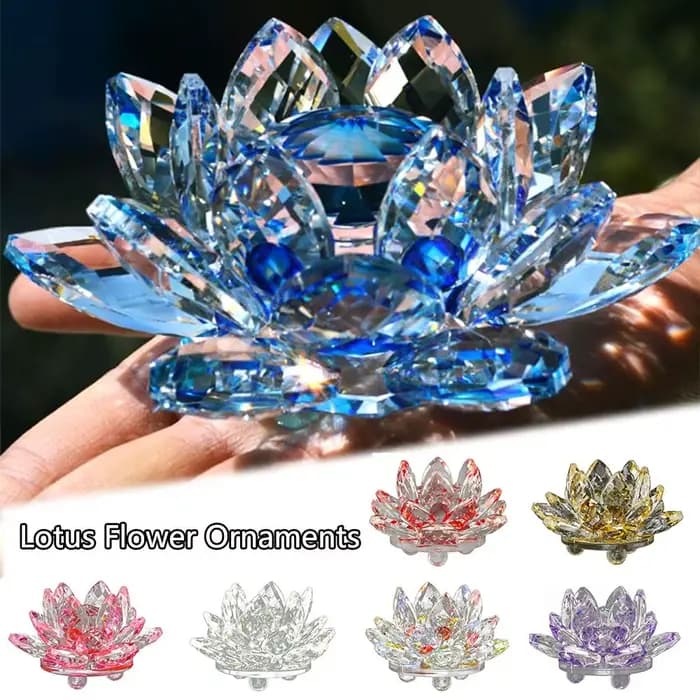 Figurine de fleur de Lotus en cristal, décoration de mariage pour la maison, Collection artisanale en verre, presse-papier, ornements de Table, cadeaux souvenirs