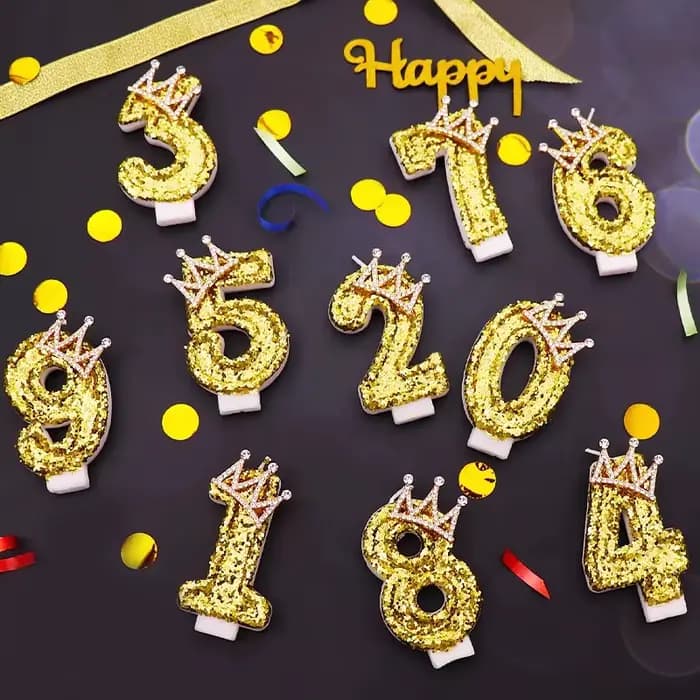 Bougie numérique d'anniversaire Couronne - Décoration de gâteau sans fumée pour fête romantique adulte, idées tendance pour influenceurs