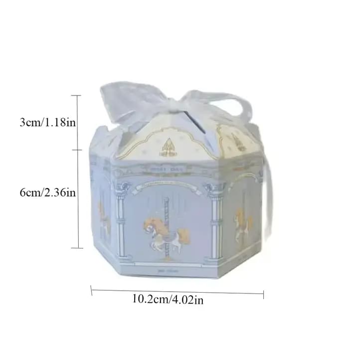Boîtes à Bonbons Bleues pour Bébé, Série Carrousel, Design Minute, Hexagone, ixd'Anniversaire, Coffret Cadeau pour Patients de Mariage, ixPréChristophe