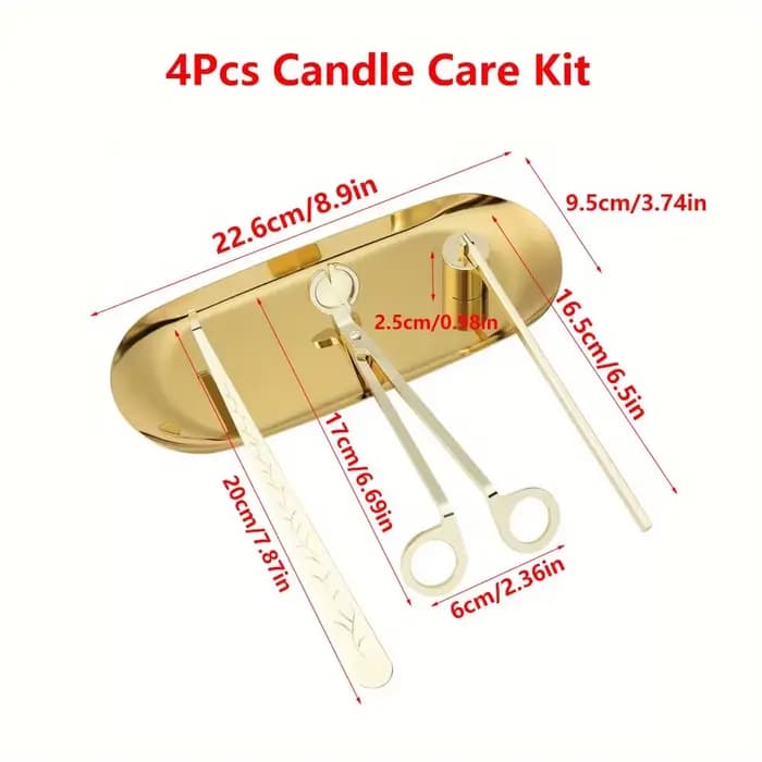 Kit de soins de bougies de luxe en acier inoxydable, coupe-mèche, ciseaux, crochets d'extincteur, outil de bougies, ensemble d'accessoires de bougies, 4 pièces/ensemble
