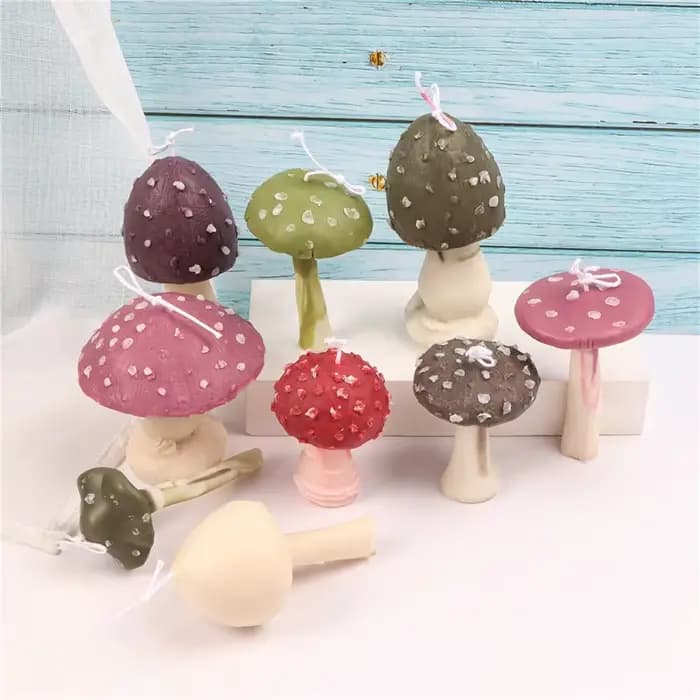 Moules en silicone en forme de champignons pour bougies DIY, champignons fantaisistes à pois, moule à bougie en cire de soja fait main, décorations pour la maison, cadeaux pour les amoureux de la natu