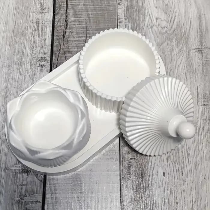 Bougeoir Lotus 3 pièces, moule de rangement en Silicone, résine époxy, plâtre fait à la main, ciment, artisanat, décoration de la maison, fournitures de fabrication