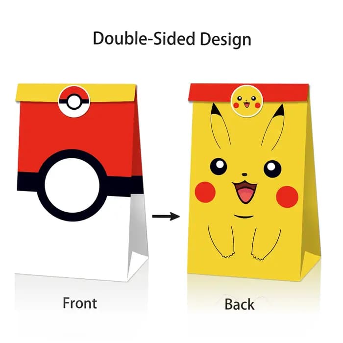 Sacs cadeaux en papier Pokémon, cadeaux d'anniversaire pour enfants, sacs à bonbons, sacs surprises, décorations de fête, récompenses pour les enseignants