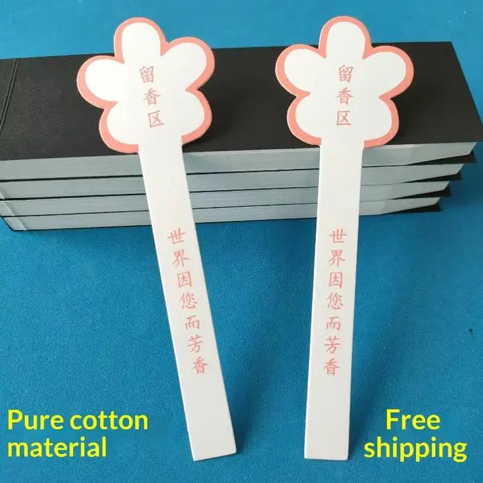 Bandes de test de parfum 10 feuilles, design floral, jetables, avec zone vierge pour les amateurs de fabrication de parfums