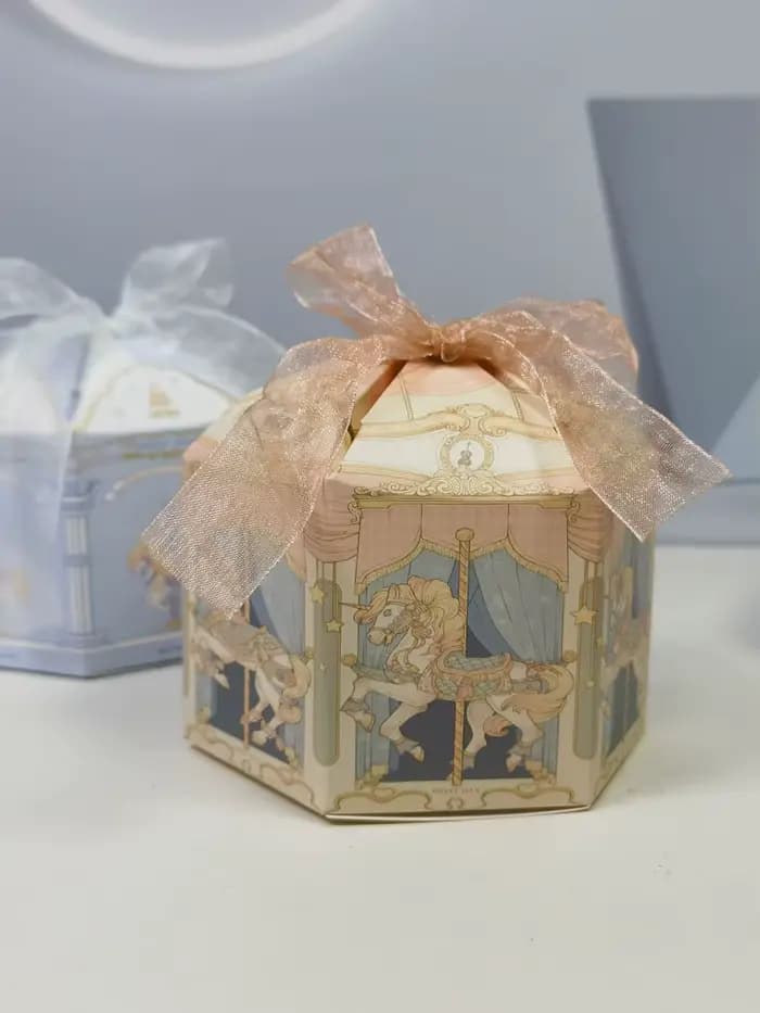 Boîtes à Bonbons Bleues pour Bébé, Série Carrousel, Design Minute, Hexagone, ixd'Anniversaire, Coffret Cadeau pour Patients de Mariage, ixPréChristophe