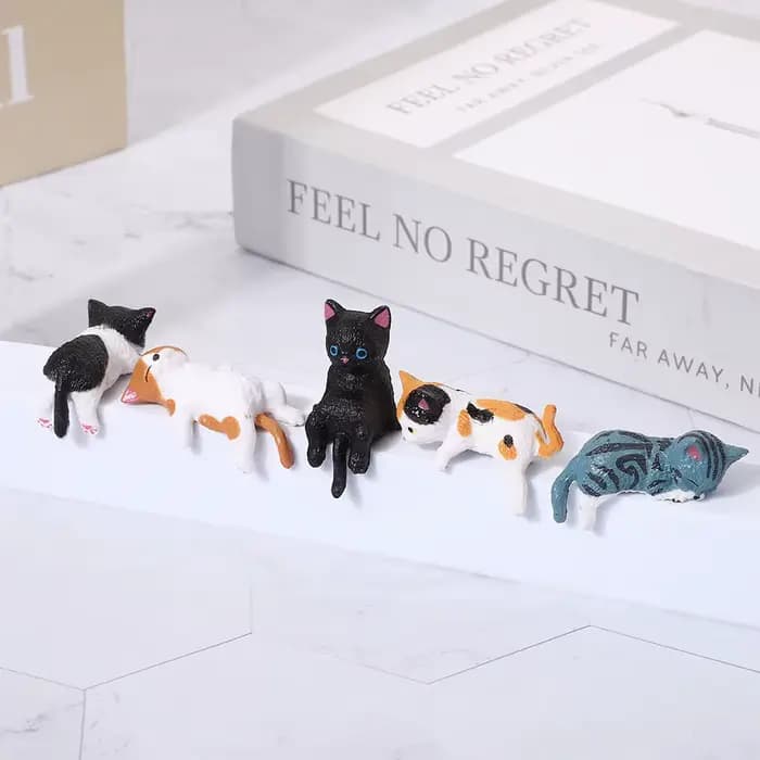 Petite statue de chat, étagère, table, ornements d'animaux miniatures, cadeaux de bureau, figurine artisanale 3D, décorations de moniteur d'ordinateur, décoration