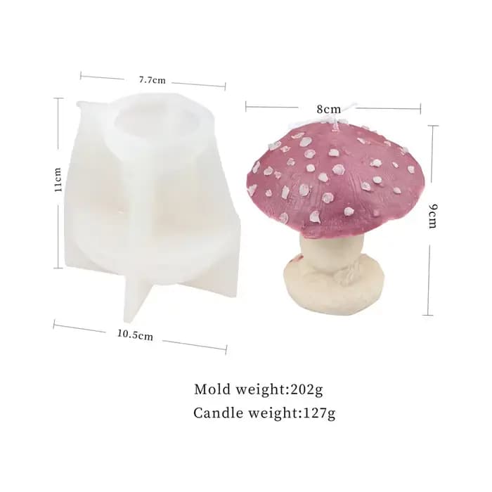 Moules en silicone en forme de champignons pour bougies DIY, champignons fantaisistes à pois, moule à bougie en cire de soja fait main, décorations pour la maison, cadeaux pour les amoureux de la natu