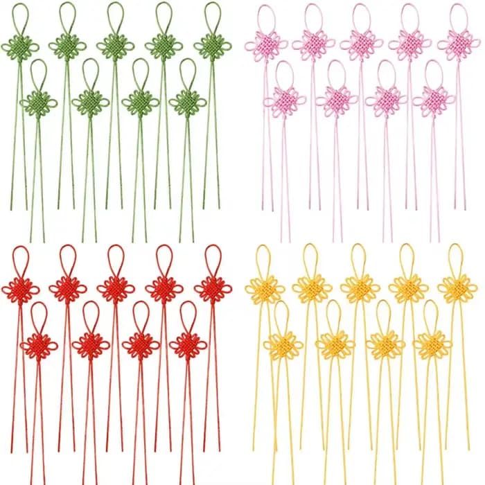 Nœuds chinois colorés en Polyester, 10 pièces, glands de Fortune pour cadeaux du nouvel an, Festival de printemps, décoration artisanale DIY