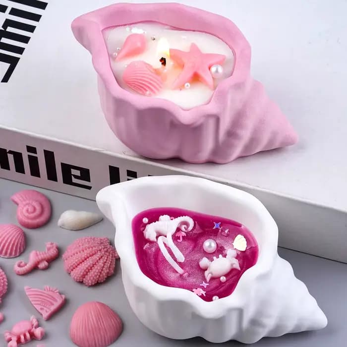 Moule en silicone thème marin pour bougies DIY, coquillages, conques, hippocampes, moules pour bougies parfumées, plâtre, résine époxy, fabrication artisanale