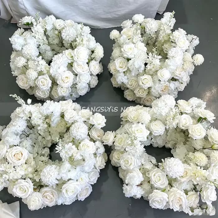 Centre de Table de mariage, chandelier décoratif, guirlande de fleurs, couronne de roses blanches, Arrangement Floral, accessoire de fête pour événement de noël