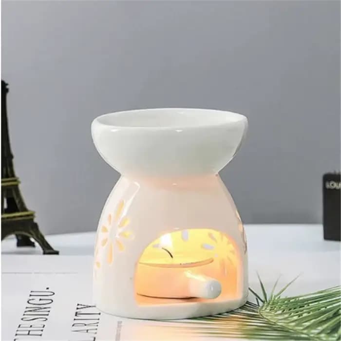 1 pièce Brûleur d'huiles essentielles et d'encens en céramique, diffuseur de parfum, lampe de nuit, porte-bougie chauffe-plat