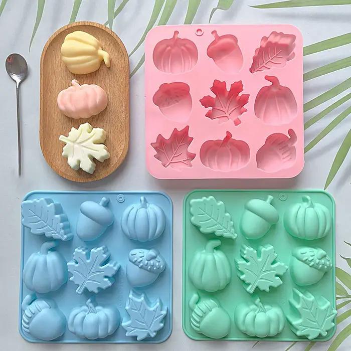 Moule en Silicone pour bougie parfumée citrouille et érable, outils de cuisson, bricolage, plâtre de Thanksgiving, résine pour décor, Souvenir de récolte d'automne fait à la main