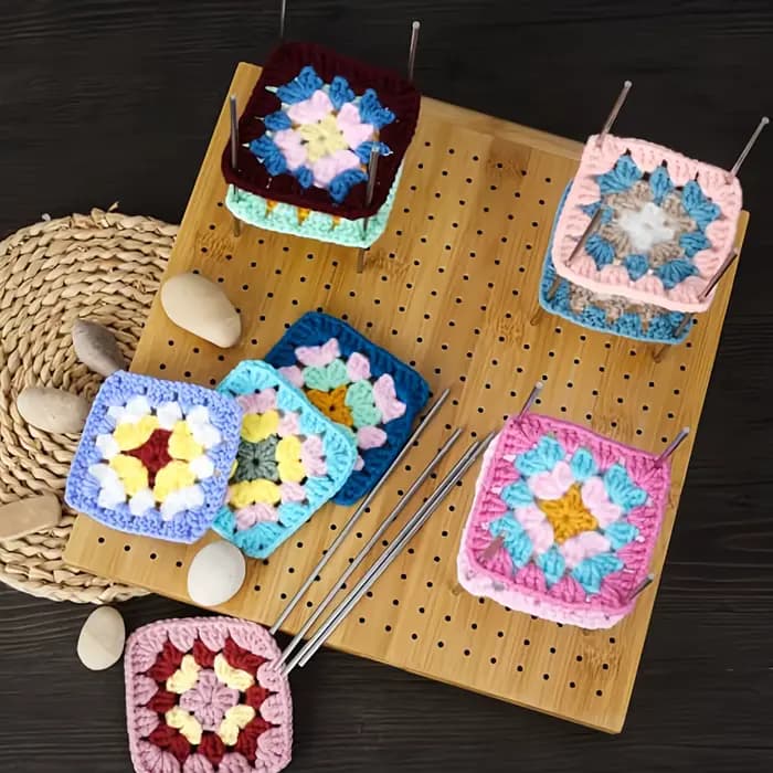 Plaque de bloc de crochet, plaque de bloc pour le tissage au crochet, plaque de bloc de grille de bambou pour projets de crochet, cadeau d'accessoires de crochet