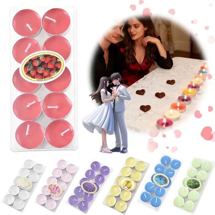Ensemble de bougies parfumées rondes en aluminium, 10 pièces, pot de bougies parfumées, bricolage, sans fumée, pour Couples, bougies d'encens romantiques, décoration