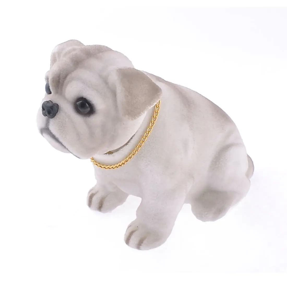 Belle décoration de voiture blanche, gris clair, tête qui bouge, bouledogue, chien, bouledogue