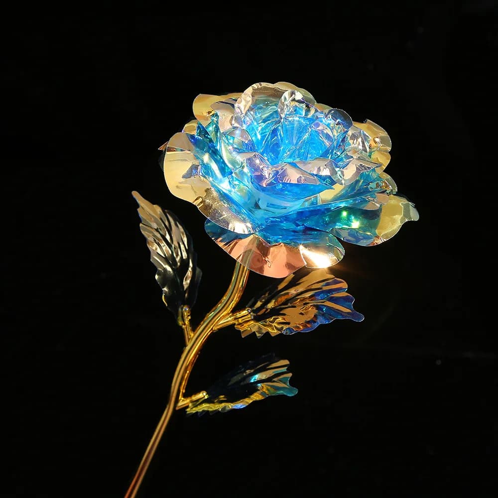 Rose en feuille d'or 24 carats, rose artificielle Galaxy, cadeau pour femme, Saint-Valentin, fête de