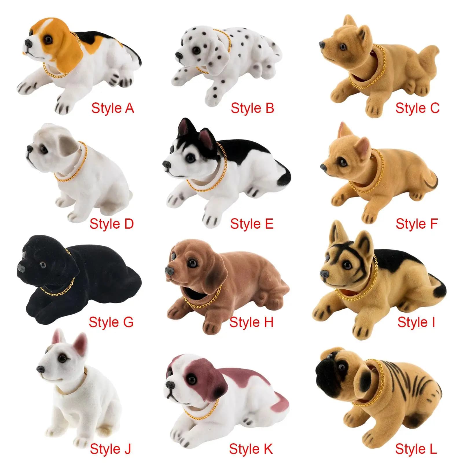 Ornements de voiture de chien secouant la tête, jouets d'ornements de tableau de bord de voiture, or