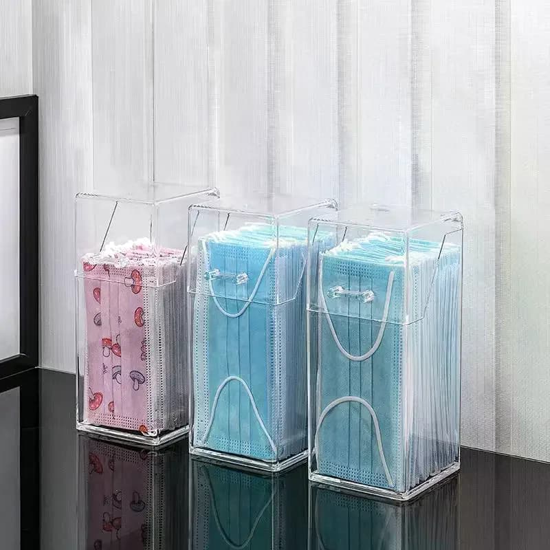 1 boîte de rangement transparente pour masques avec couvercle, boîte à masques anti-poussière, boîte