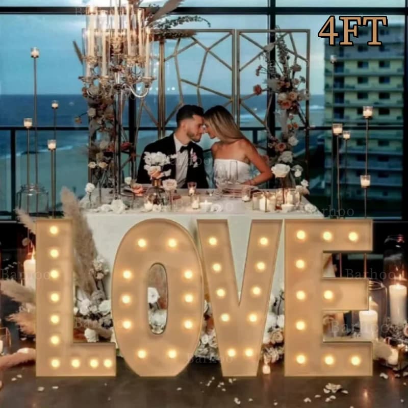 4FT bricolage chapiteau éclairer lettres mosaïque grandes lettres me marier bébé amour mariage anniv