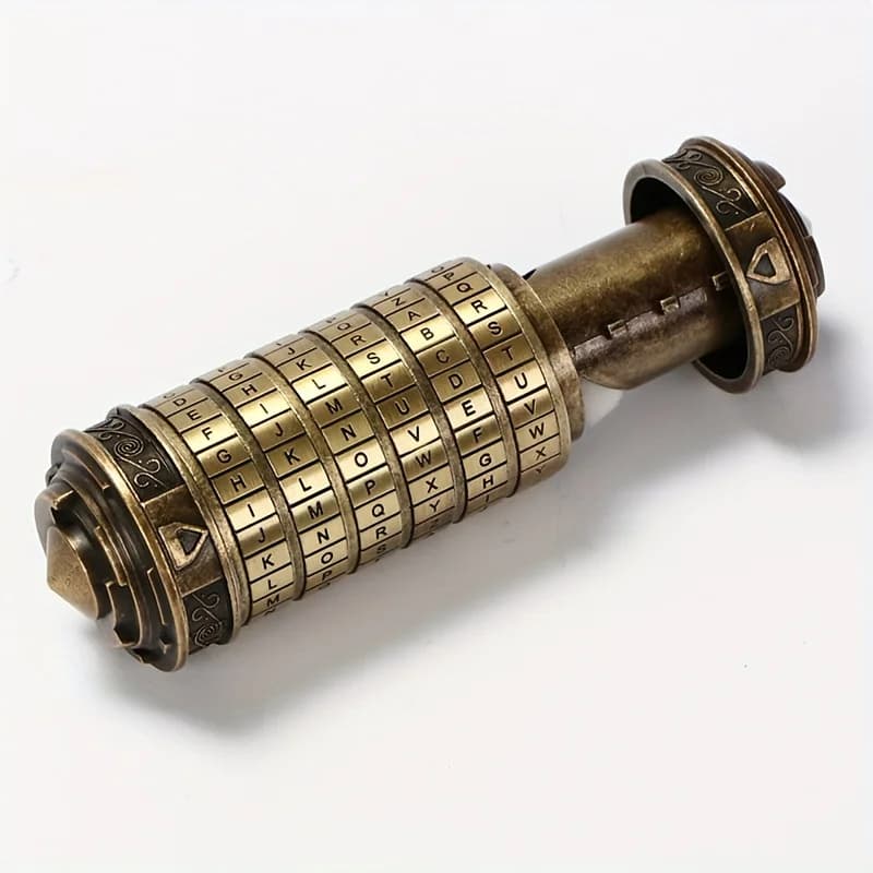 Boîte cadeau d'anniversaire ou de Saint-Valentin, boîte cylindrique avec serrure, code Da Vinci, ser