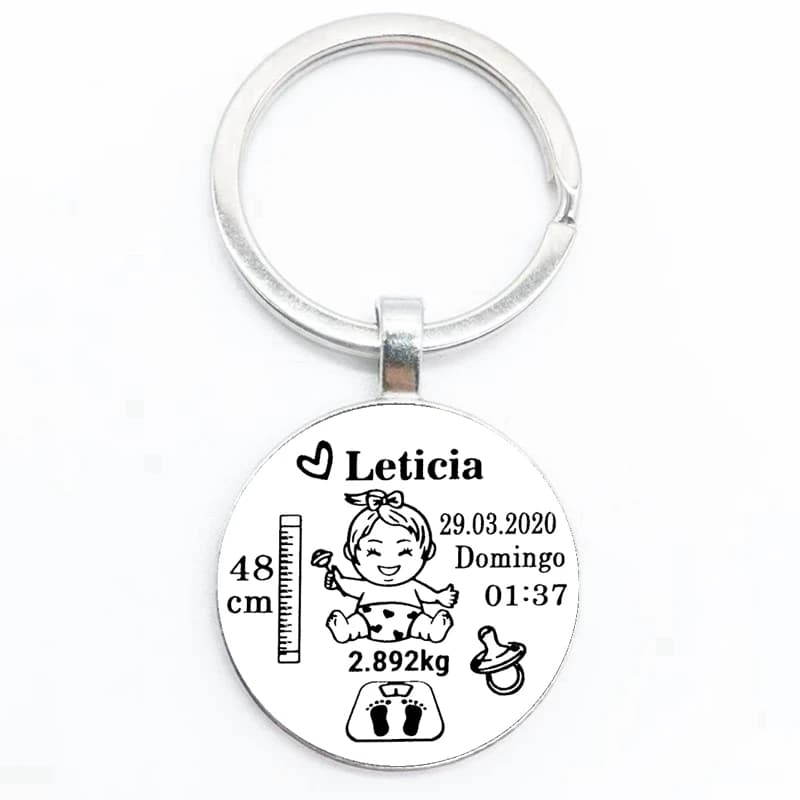 Porte-clés personnalisé pour bébés garçons et filles, joli nom de naissance, poids, hauteur pour nou