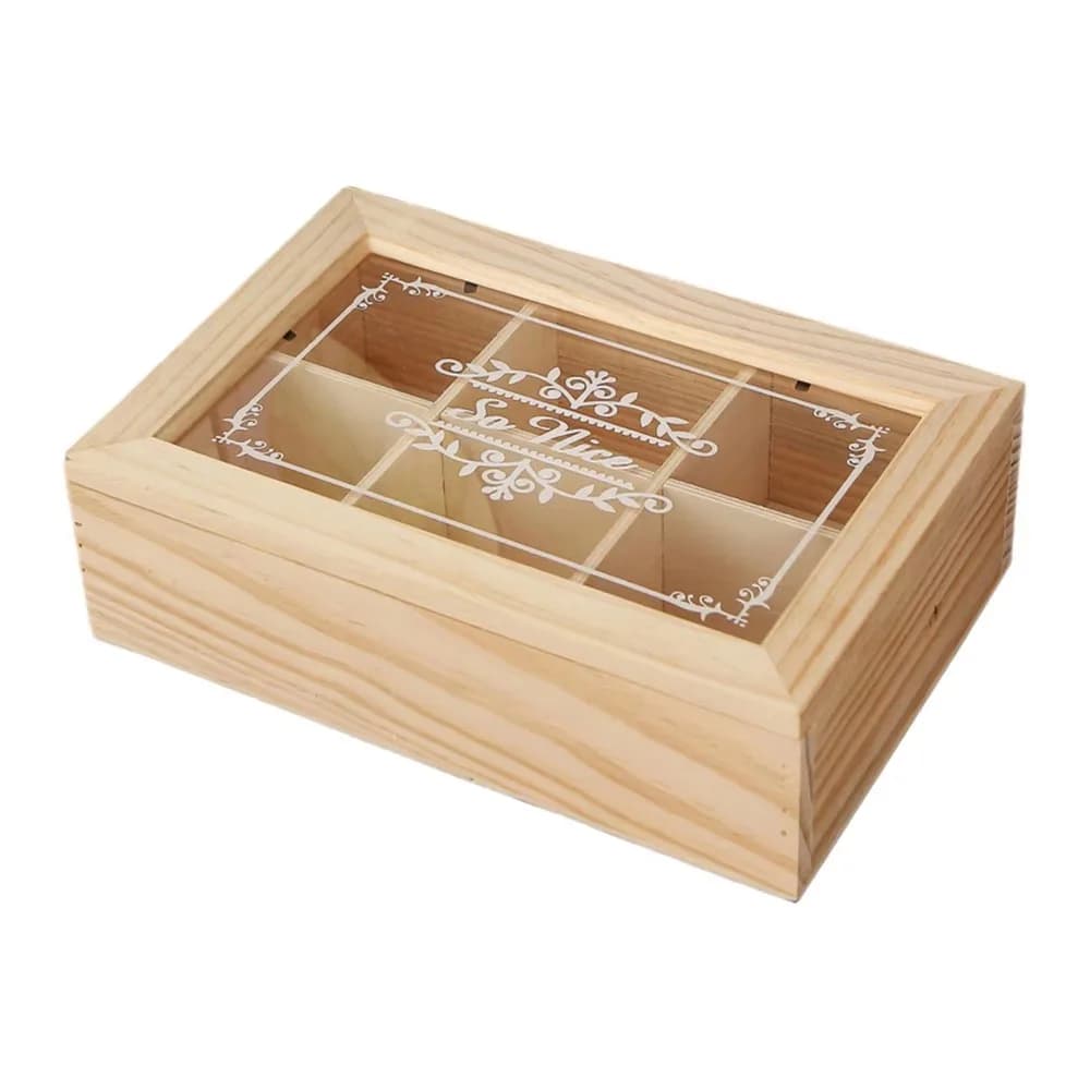 Boîte à thé en bois de haute qualité à 6 compartiments, anti-poussière, gain de place, organisateur