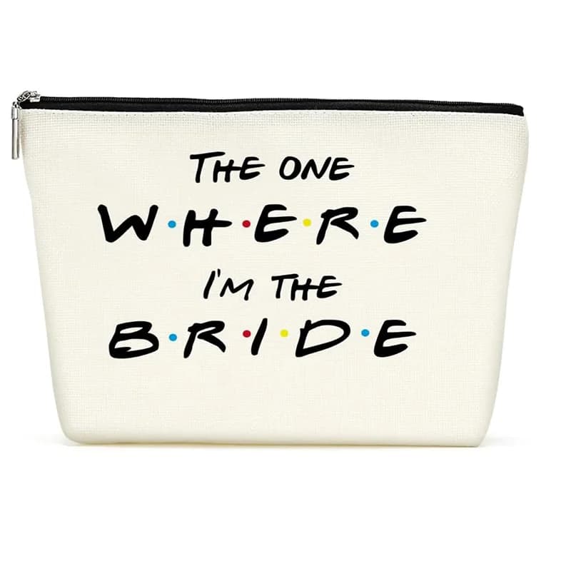L'un où je suis la mariée trousse de maquillage futur mme amis thème mariage nuptiale douche Bachelo