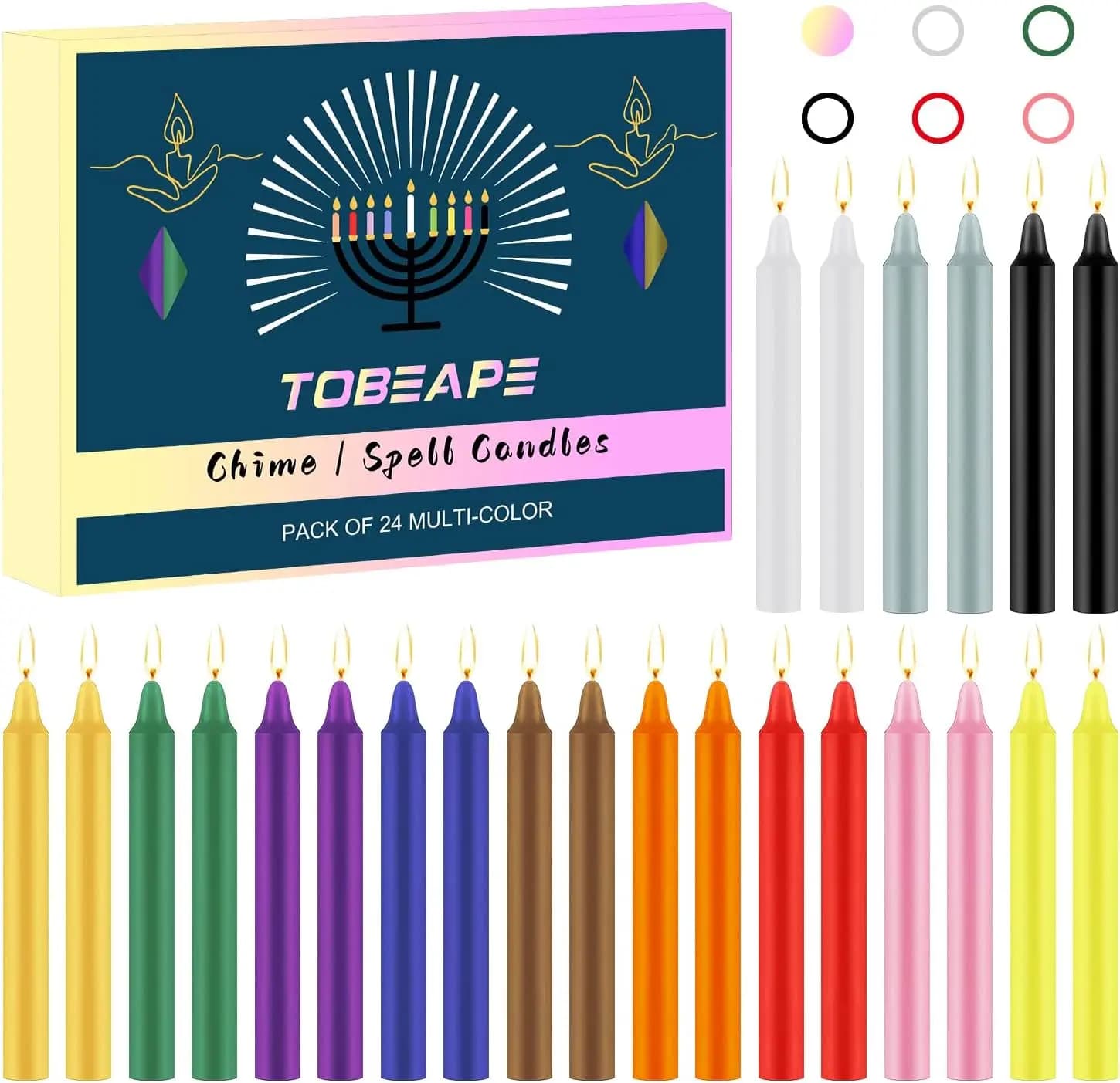 24 bougies colorées de 4 pouces, sans gouttes, sans fumée, non parfumées, pour dîner en famille, mou