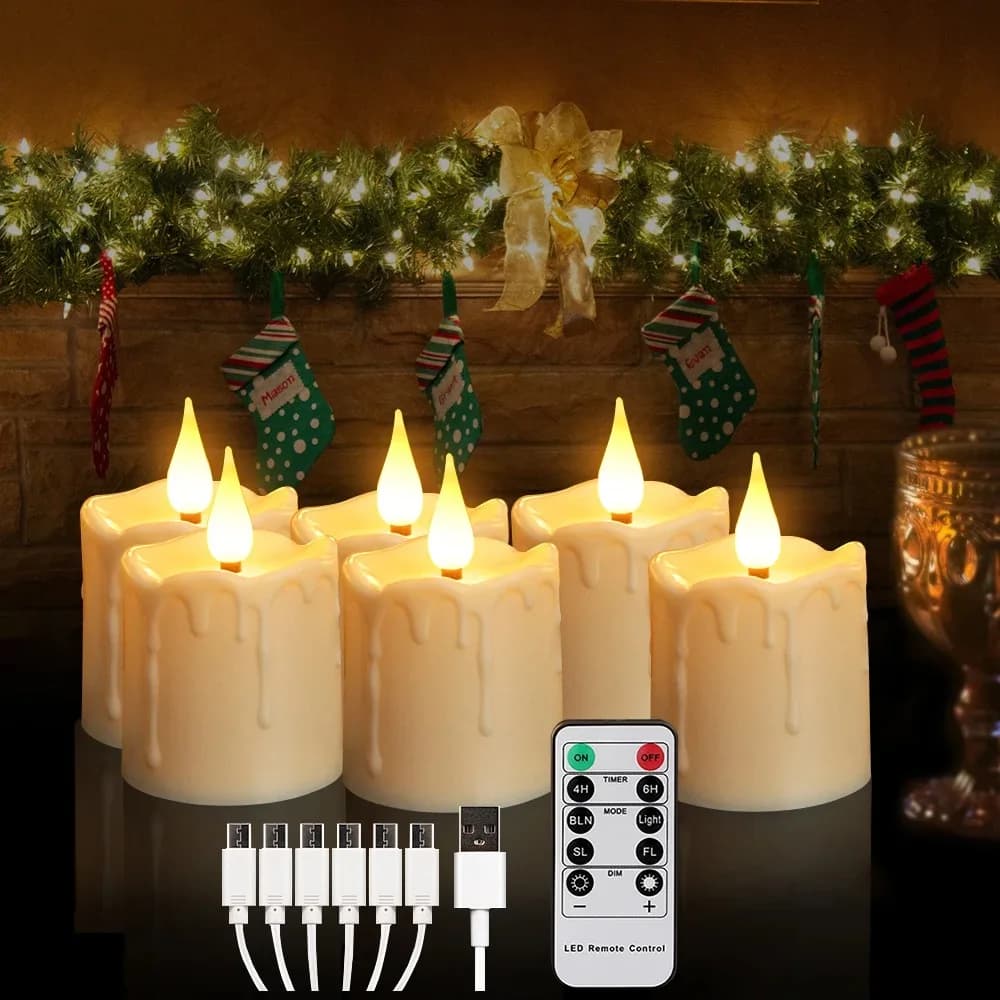 Bougie LED réaliste à flamme vacillante, Rechargeable par USB, avec télécommande, étanche, minuterie