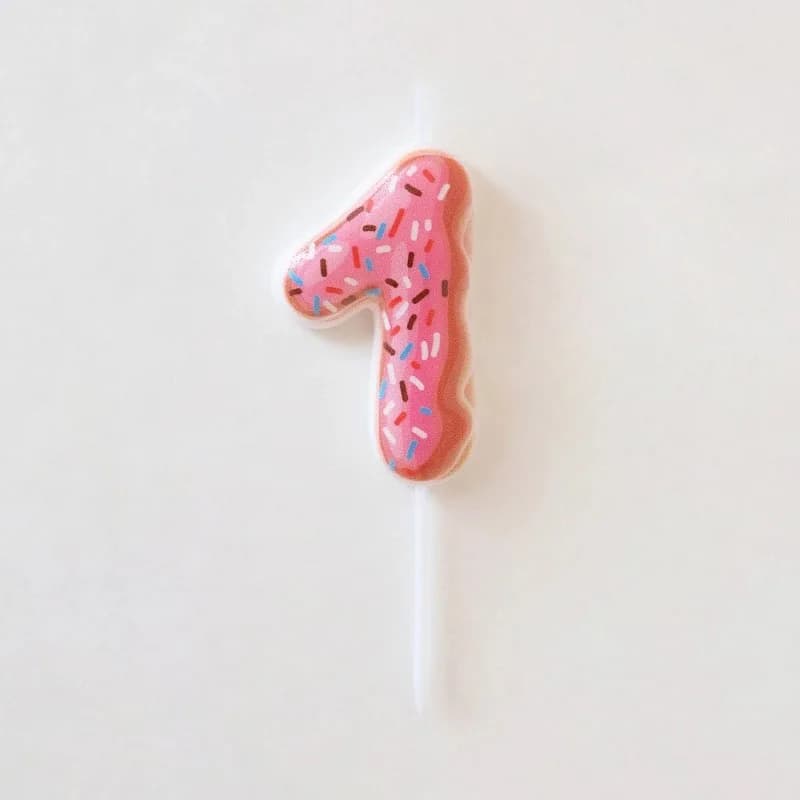 Bougie numérique Joyeux Anniversaire en forme de donut, décoration de gâteau créative et mignonne, f
