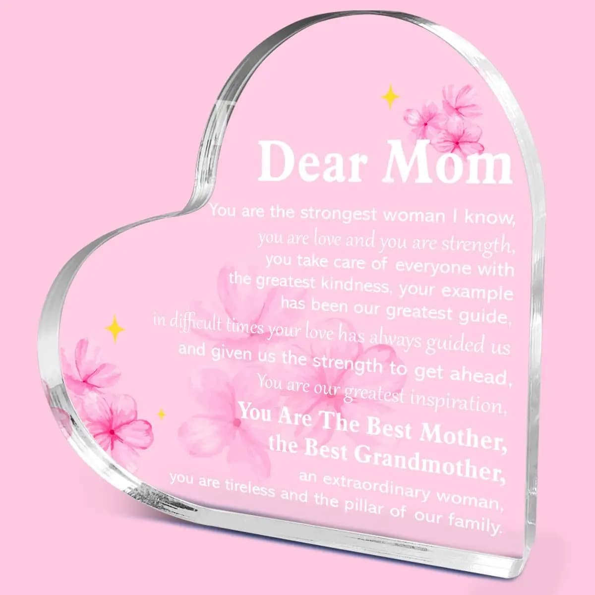 Cadeaux de fête des mères, cadeaux pour maman de fille, décor en acrylique en forme de cœur, idées c