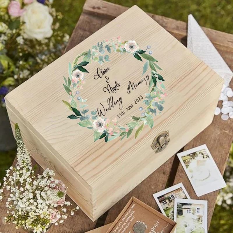Boîte de mémoire florale personnalisée en bois, boîtes Keepplex de mariage, cadeau pour la mariée et