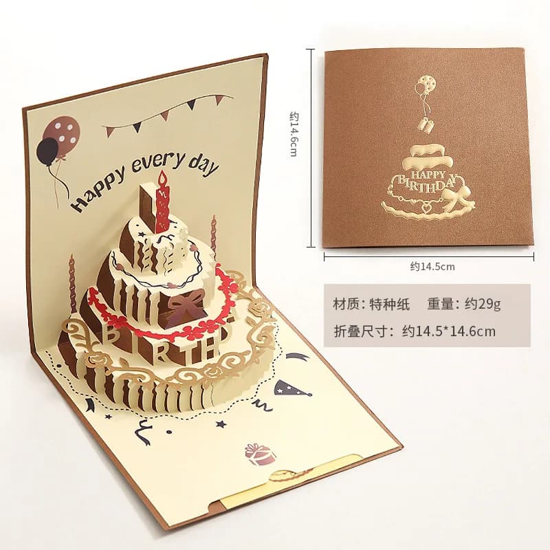 Carte d'anniversaire Pop-Up Unique 3D pour enfants, cartes de vœux pour fête prénatale, premier anni