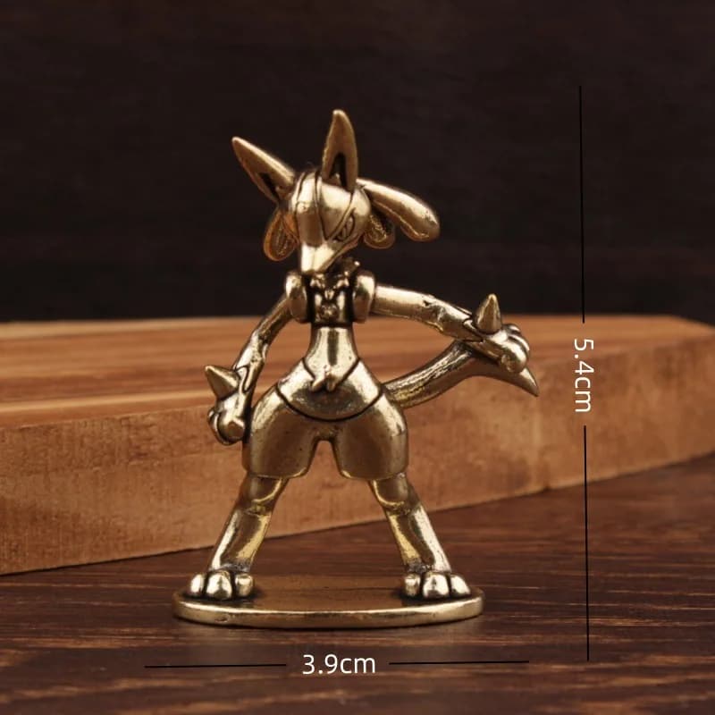 Figurine en laiton Mini Lucario de l'anime Pokemon, artisanat miniature vintage en laiton, ornement