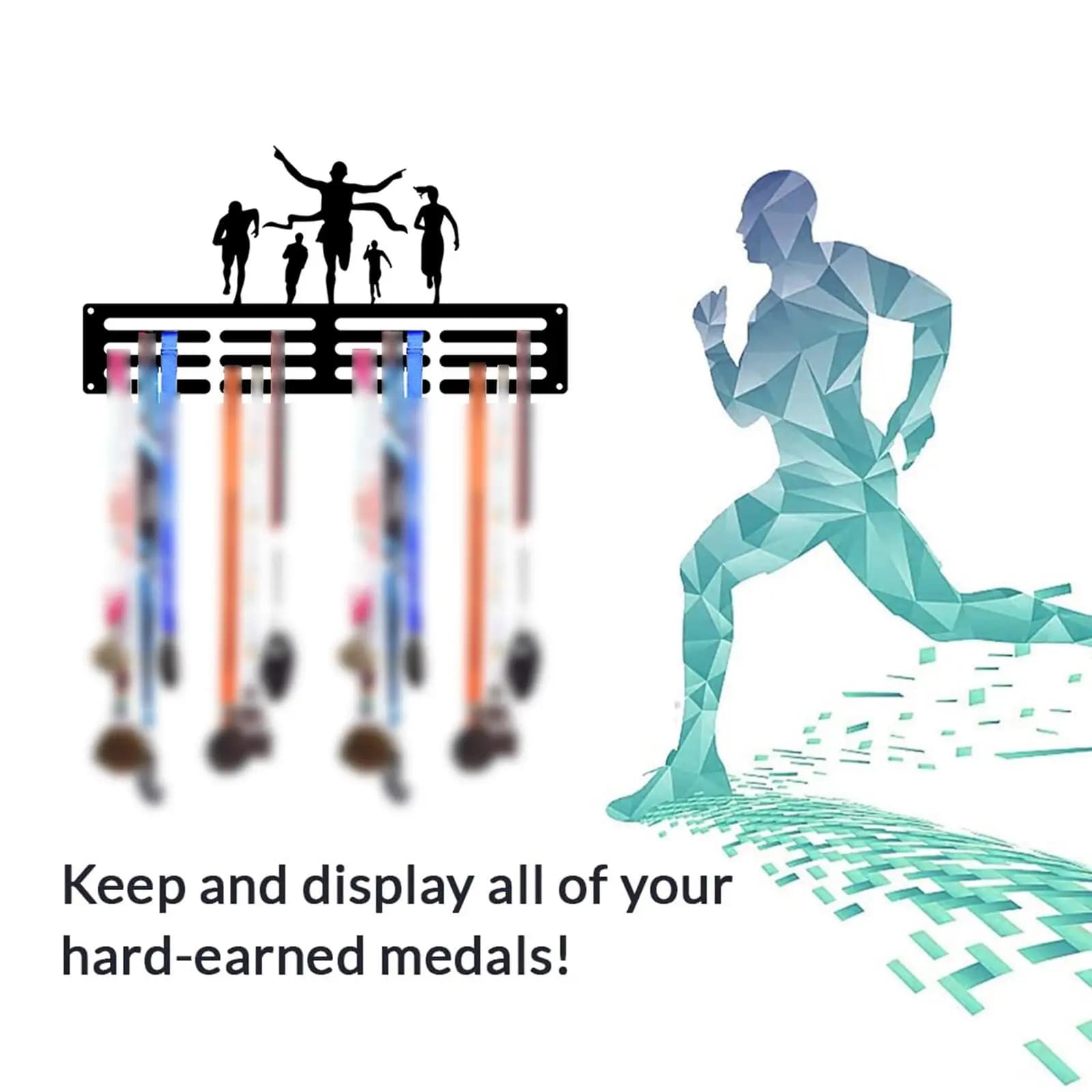 Cintre mural pour médailles de course, présentoir de médailles de Sport avec 3 rangées pour étagère