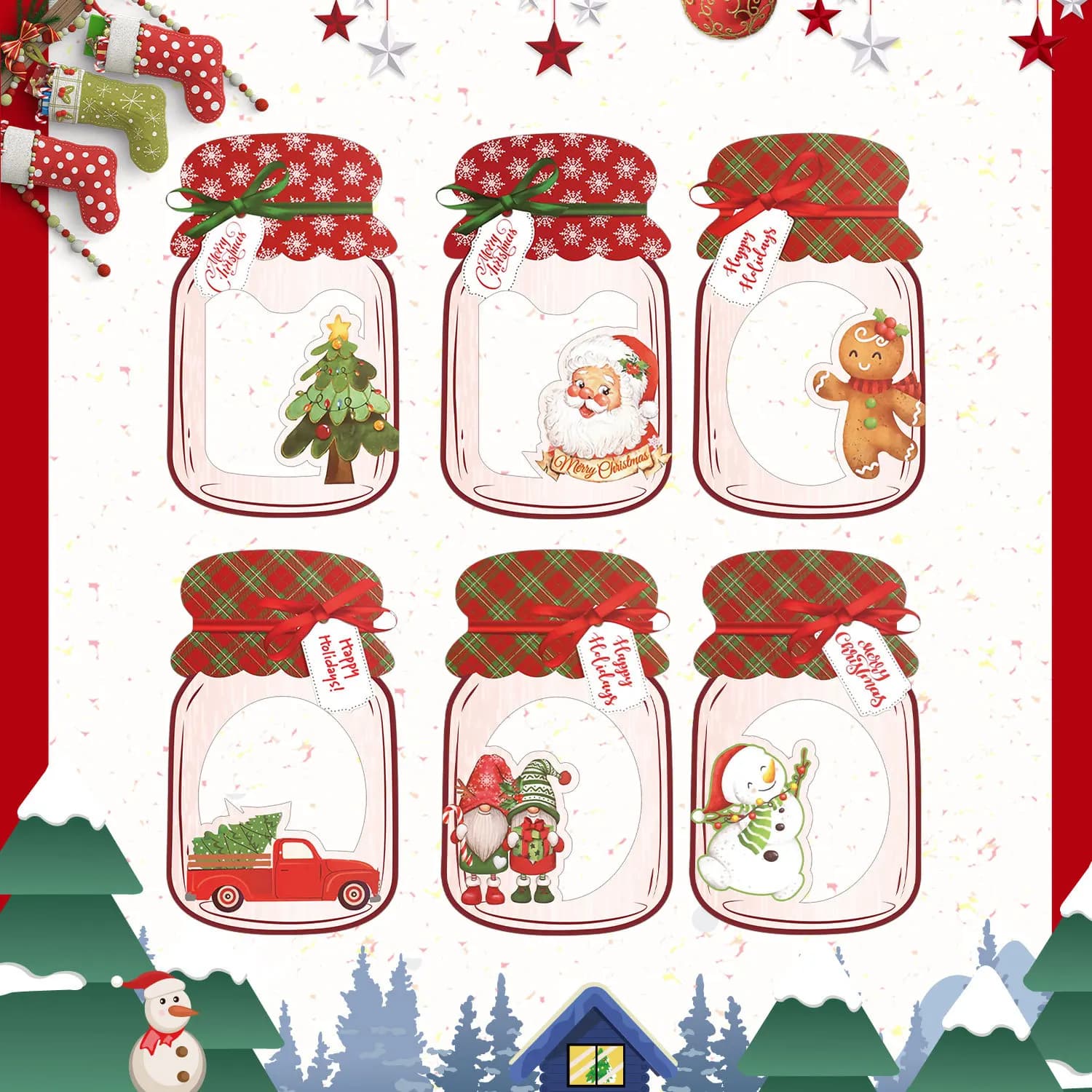 Sac à bonbons pour cartes de noël, 12 pièces, carte d'échange pour Festival, cadeaux de fête, cadeau