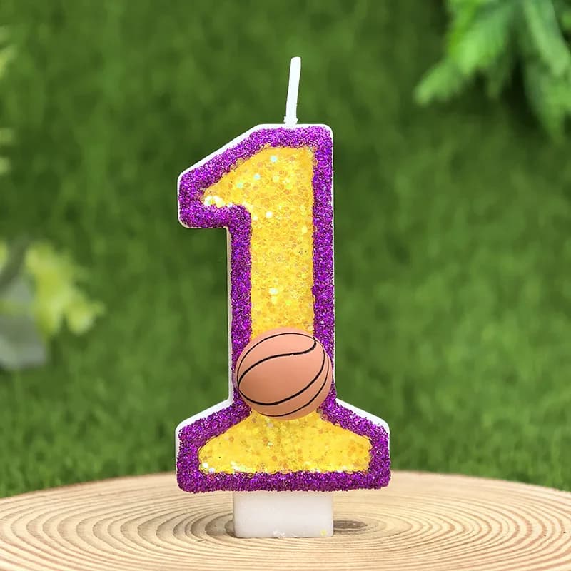 Bougie numérique d'anniversaire de basket-ball, décoration de gâteau, fournitures de fête