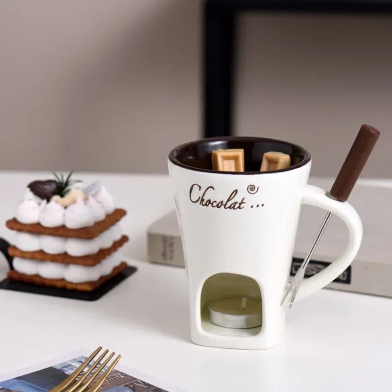 Tasse à bougie européenne de 130ML, tasse en céramique pour fondre le fromage et le chocolat, tasse