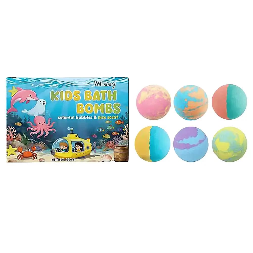 6 bombes de bain colorées par boîte, boules effervescentes pour le bain, cadeau pour enfants, divert