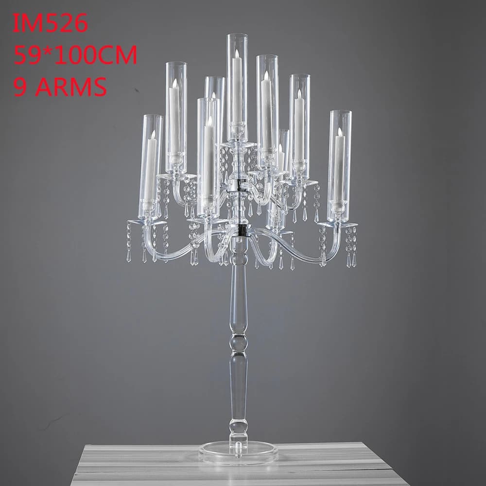 Bougeoirs transparents tout chandelier en acrylique, centre de Table de mariage Transparent, support