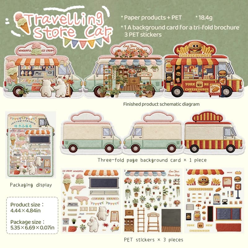 Autocollant paysager DIY JIANQI Kawaii Store pour café, scène de cabane de poche, cadeau de festival