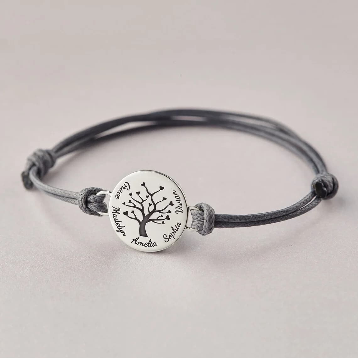 Bracelet arbre généalogique personnalisé, bijoux, idée cadeau pour maman, grand-mère personnalisée