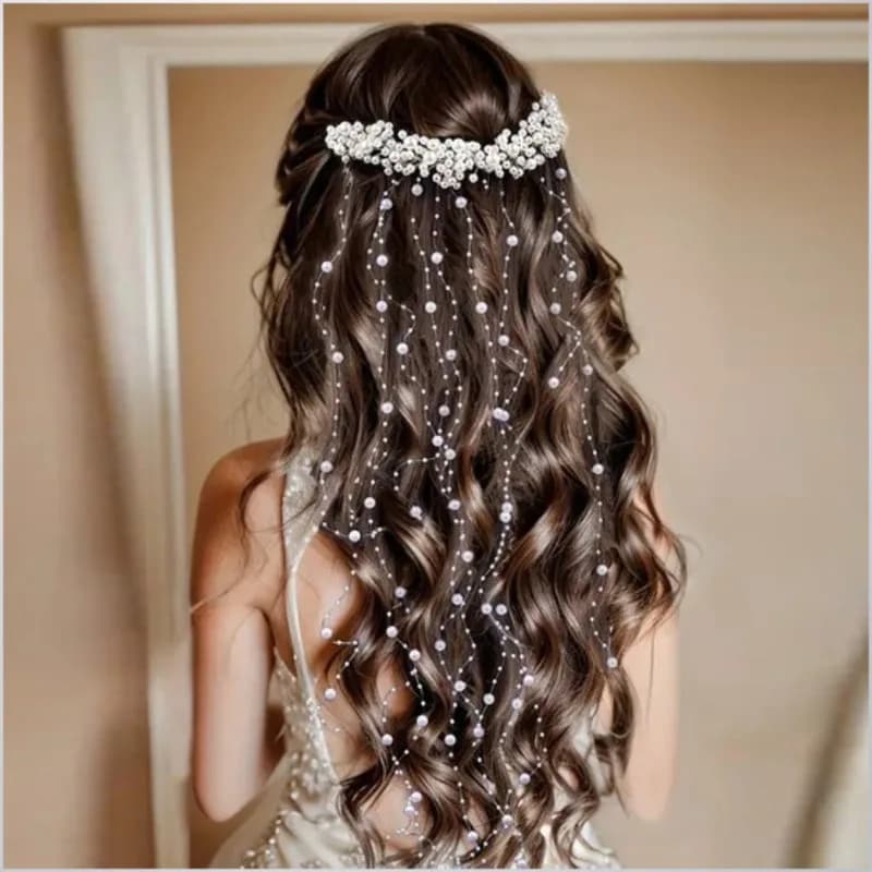 Nouveaux accessoires capillaires de mariée faits main : Coiffe en perles, Peigne à pampilles, Bandea