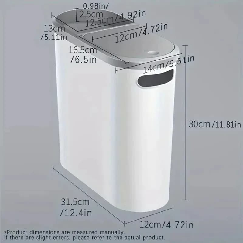 Poubelle à pression avec couvercle, design à fente étroite, grande capacité, pour salle de bain, c
