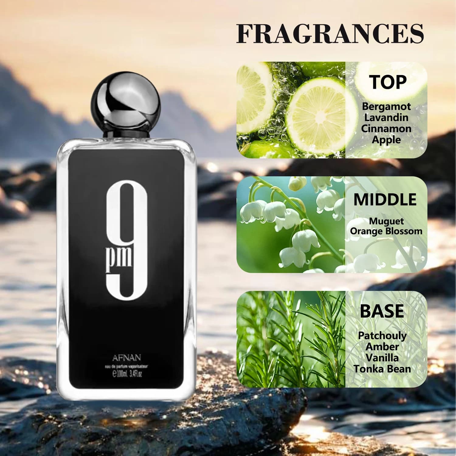 3,4 Fl. Oz/100ML Original le parfum d'Afan 9AM 9PM rebelle Cologne Eau De Toilette parfum arabe pour